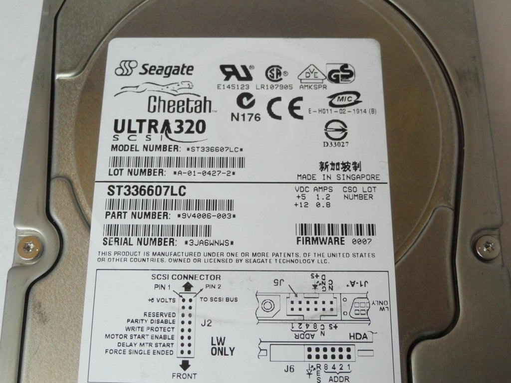 9V4006-003 - Seagate 36GB SCSI 80 Pin 10Krpm 3.5in Cheetah HDD - Refurbished