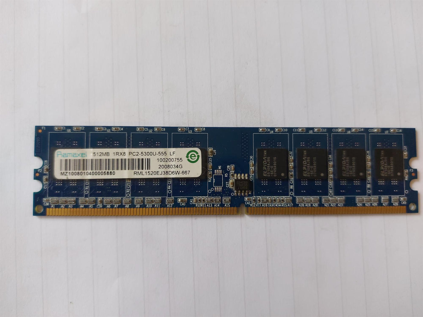 Ramaxel HP 512MB PC2-5300 667MHz NonECC Unbuffered CL5 DDR2 SDRAM UDIMM Memory Module (RML1520EJ38D6W-667 377725-888)