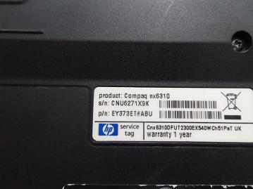 PR20125_nx6310_HP nx6310 512Mb 1.6Ghz No HDD Lined Screen Laptop - Image5