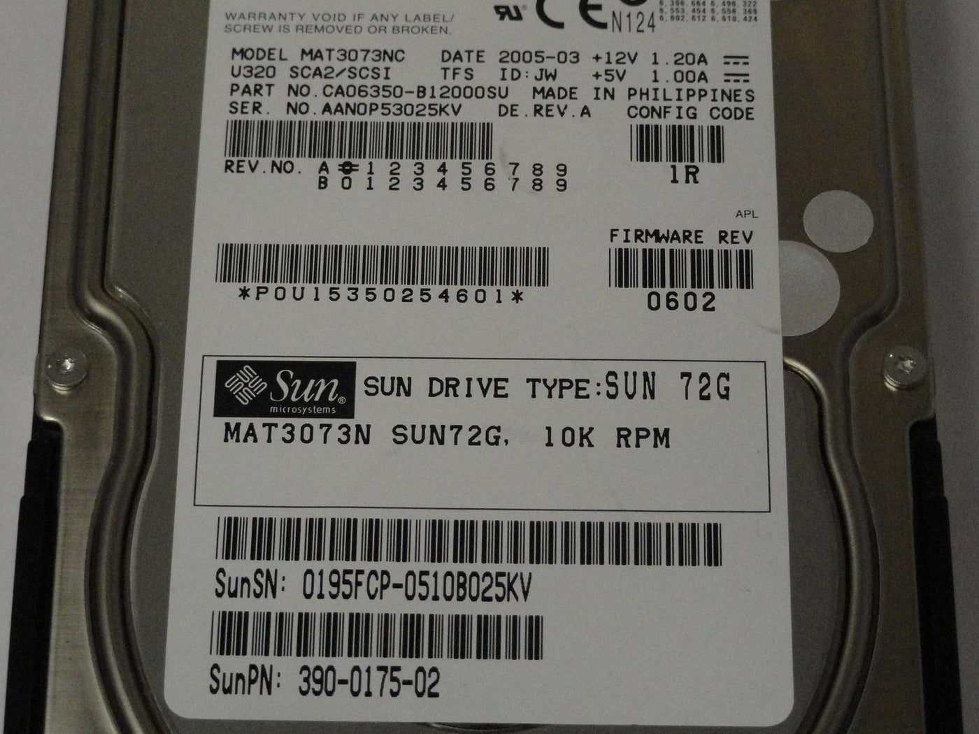 Fujitsu Sun 72GB SCSI 80 Pin 10krpm 3.5in HDD ( CA06350-B12000SU MAT3073NC 390-0175-02 3900175-02 ) USED