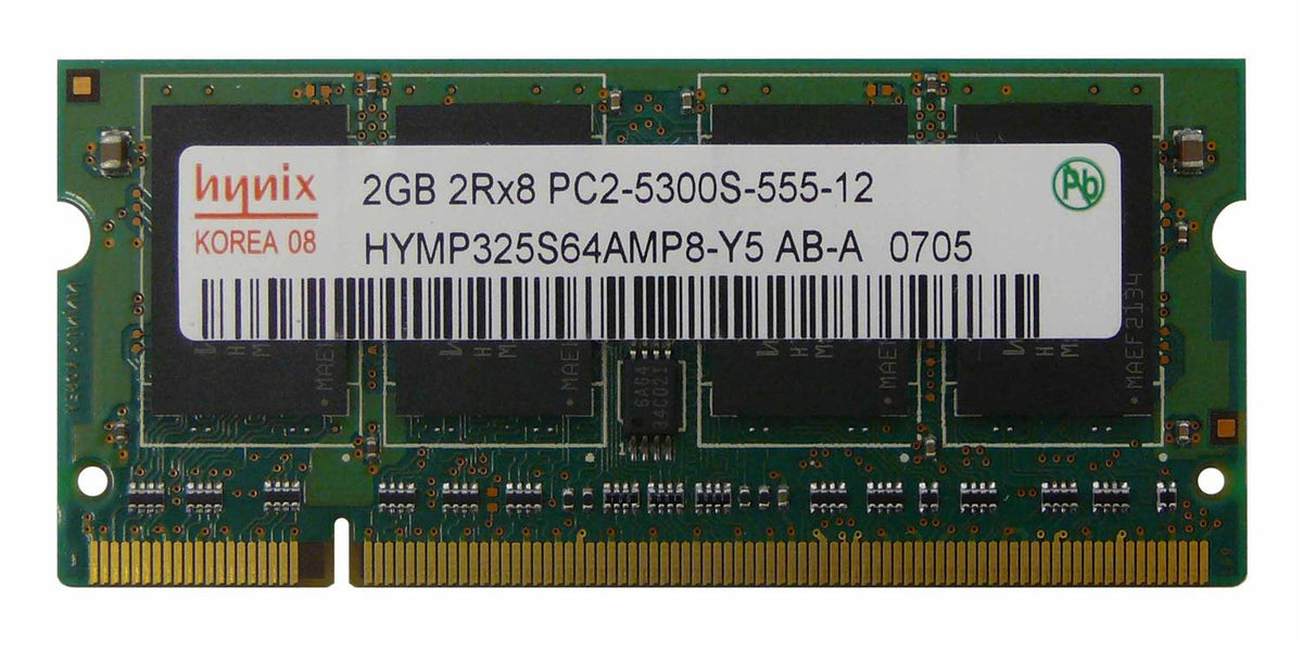 Hynix 2GB PC2-5300 DDR2-667MHz non-ECC Unbuffered CL5 200-Pin SoDimm ( HYMP325S64AMP8-Y5 AB-A ) REF