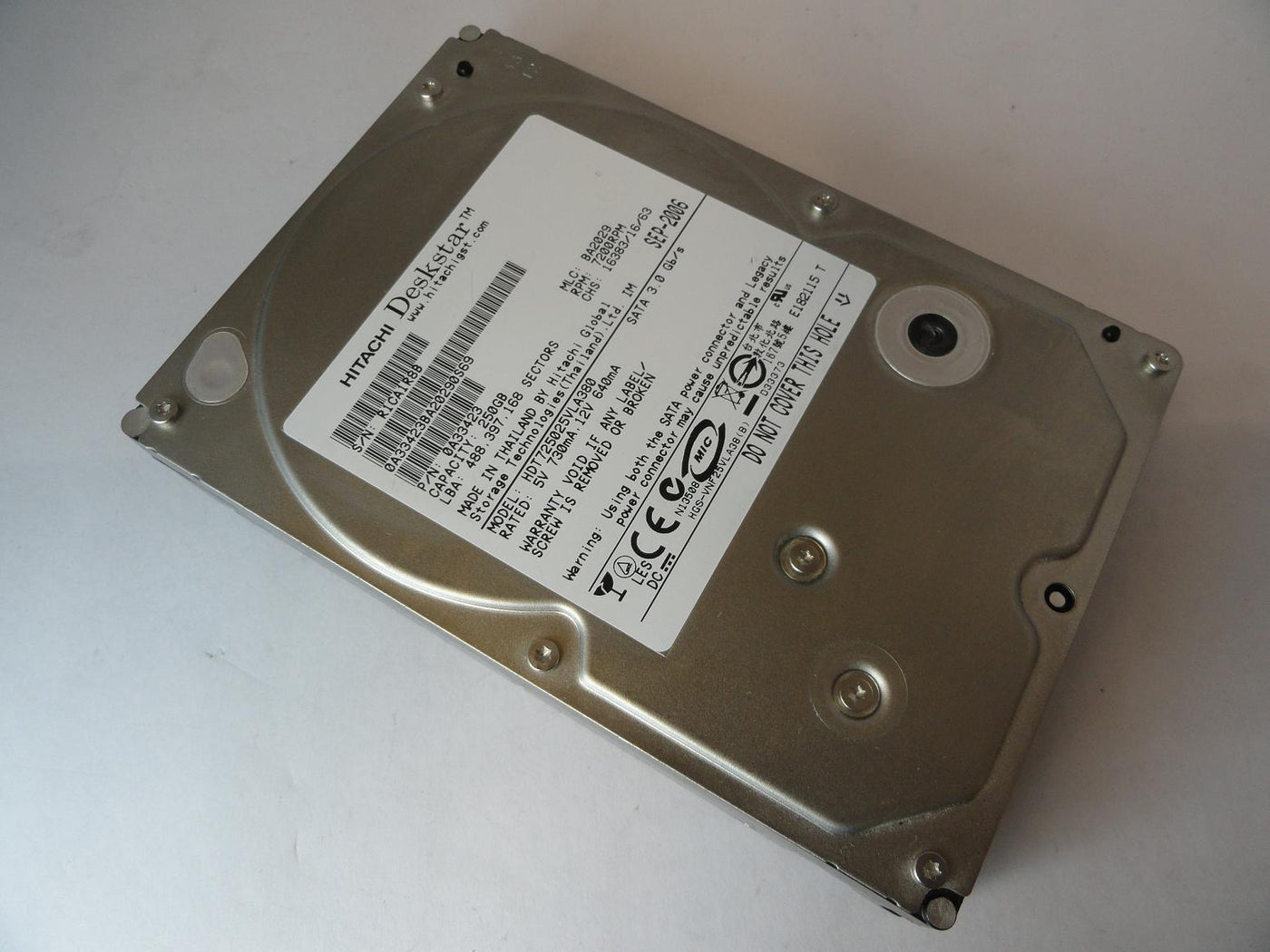 0A33423 - Hitachi 250GB SATA 7200rpm 3.5in Deskstar HDD - Refurbished