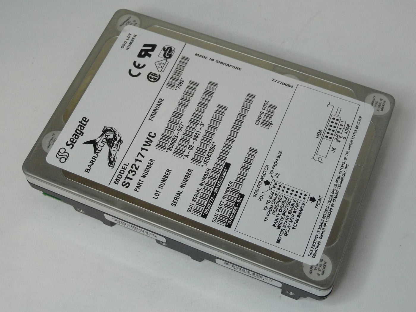 9C6003-047 - Seagate Sun 2.1GB SCSI 80 Pin 7200rpm 3.5in Barracuda HDD - USED