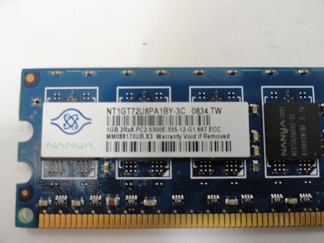 Nanya/ Sun 1GB PC2-5300 DDR2-667MHz DIMM RAM ( NT1GT72U8PA1BY-3C / 371-1999 371-1999-01)SB