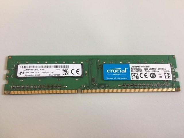 Micron Crucial  4GB DDR3-1600MHz PC3L-12800U DIMM ( MT8KTF51264AZ-1G6P1 CT51264BD160BJ.8FP ) REF