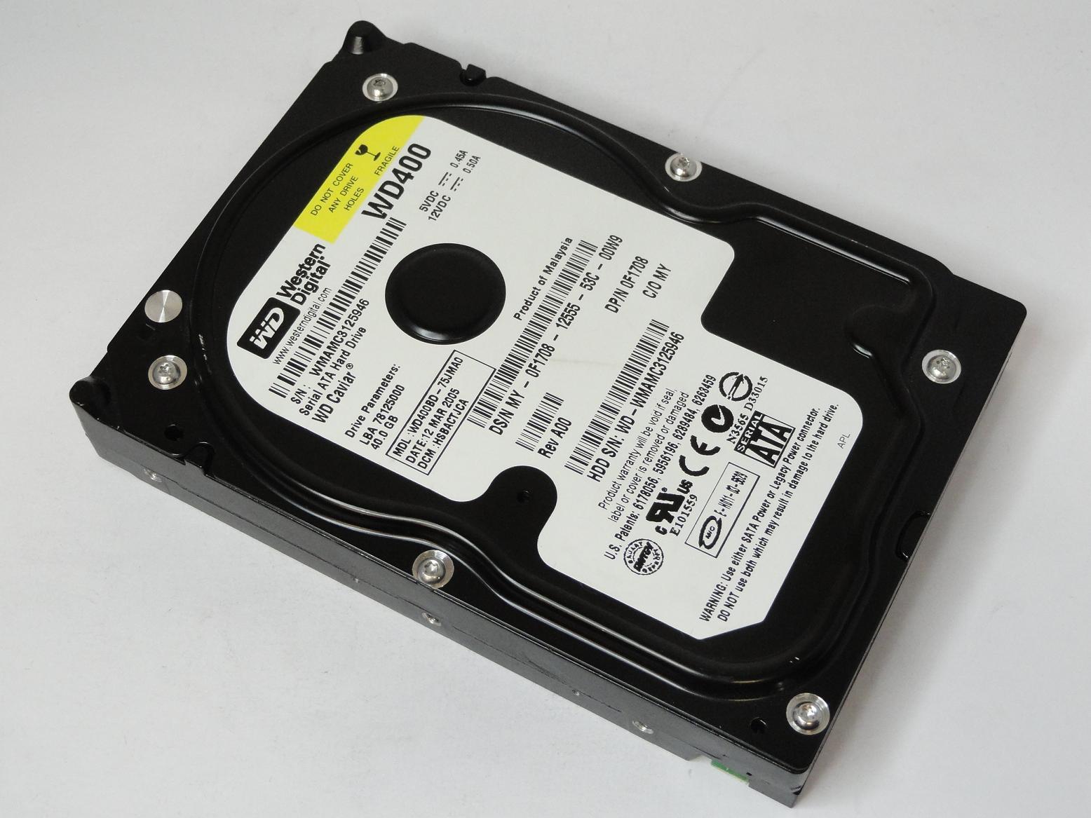 PR00346_WD400BD-75JMA0_Dell/Western Digital 40GB 7200Rrpm SATA HDD - Image3