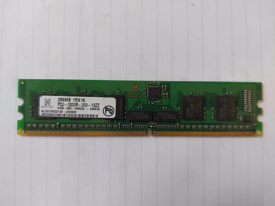NetList 256MB PC2-3200 DDR2-400MHz ECC Registered CL3 240-Pin DIMM Single Rank Memory Module (NLD327R23215F-D32KSC)