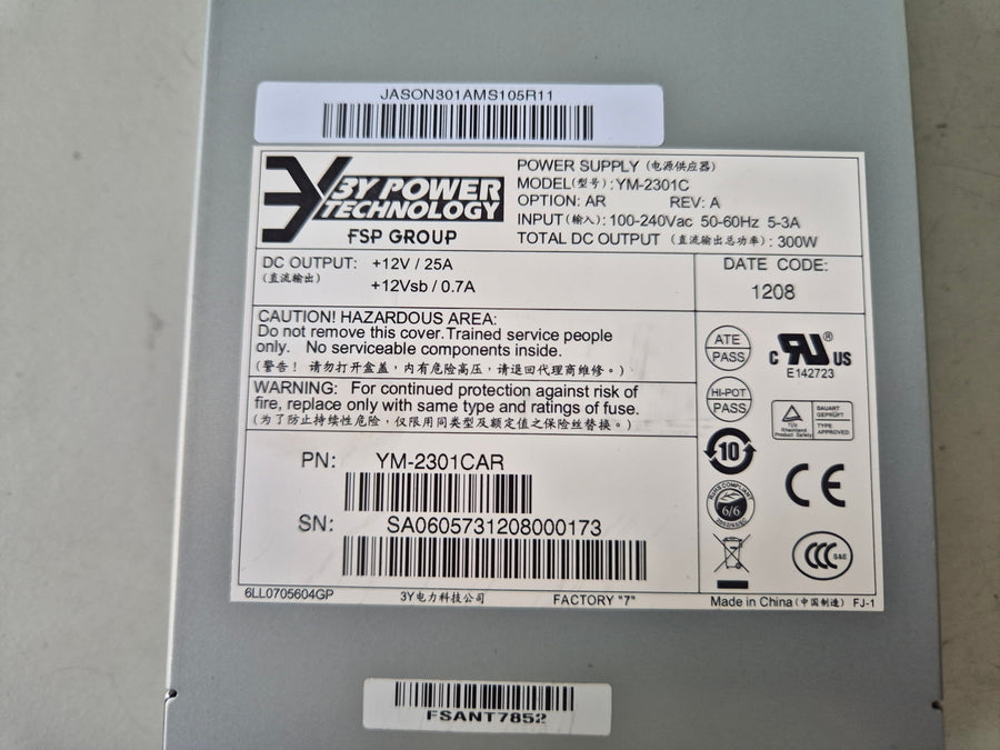 3Y Power YM-2301C 300W Server PSU ( YM-2301CAR 50005084 ) USED