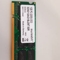 Swissbit 1GB PC 3200S DDR SDRAM 400MT/s 200-SODIMM Memory Module (SDN01G64D1BJ2MT-50R)