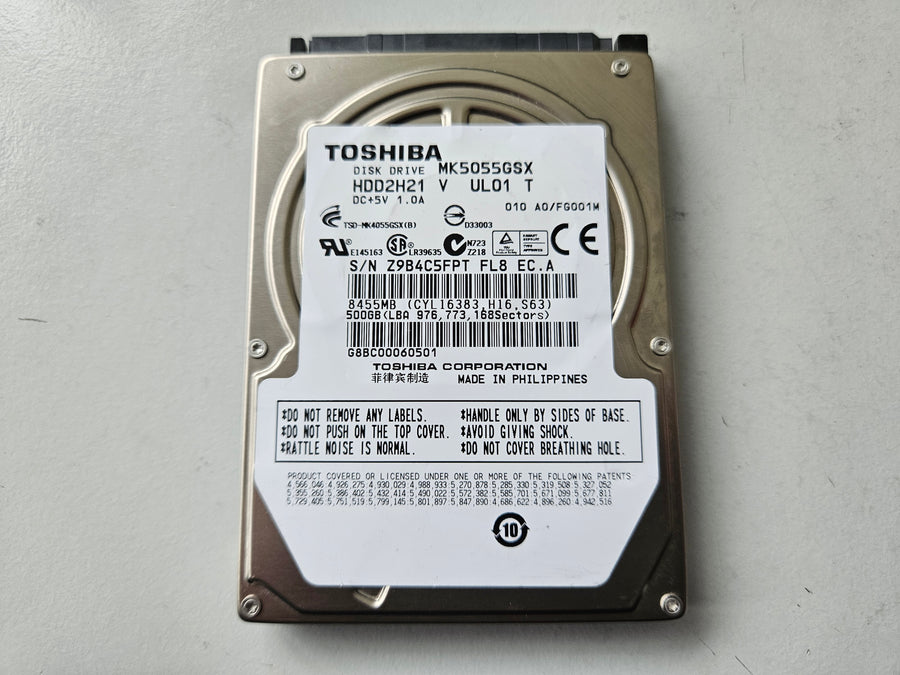 Toshiba 500GB 5400RPM SATA 2.5in HDD ( MK5055GSX HDD2H21 ) REF