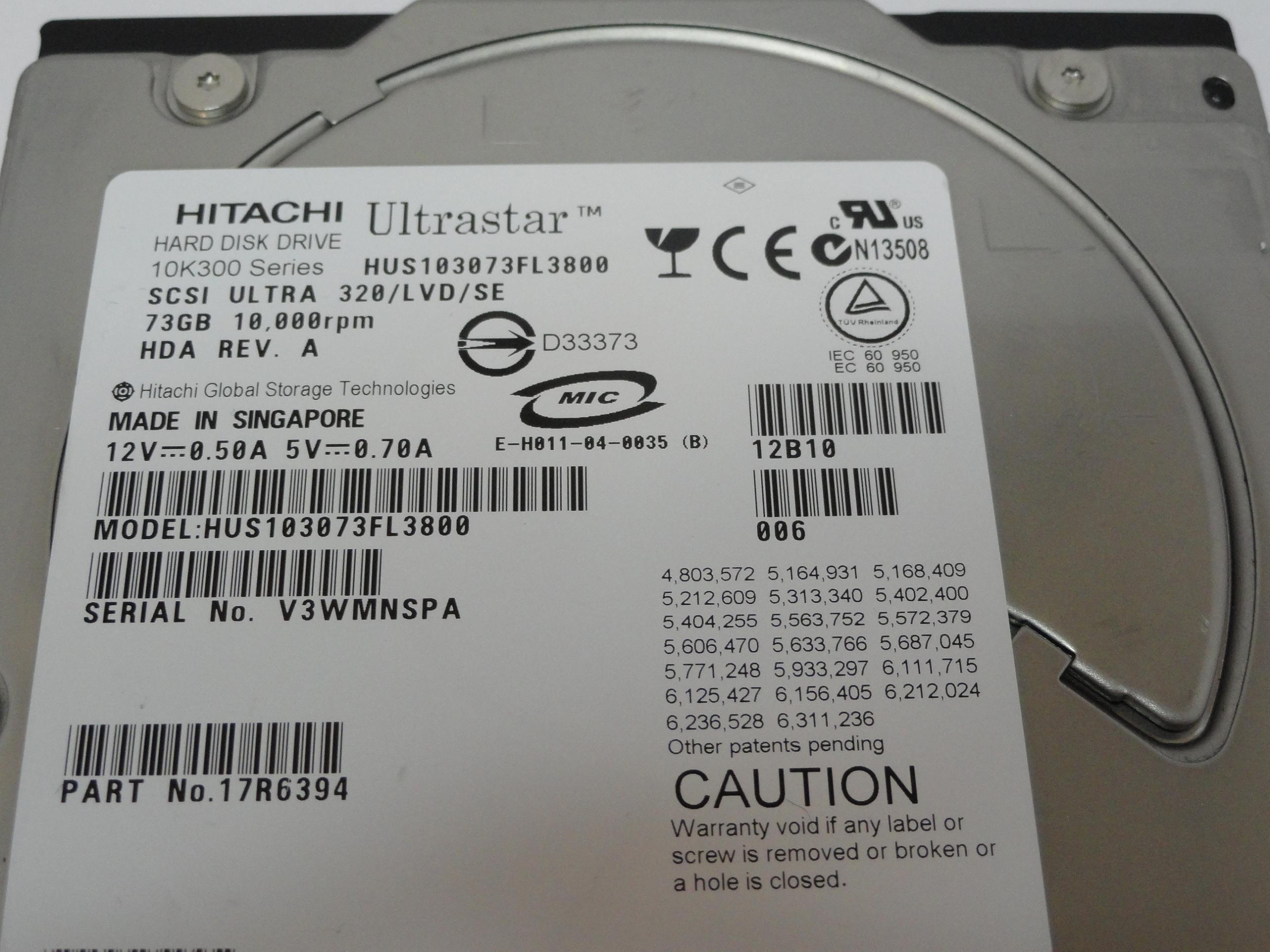 PR21208_17R6394_Hitachi 73Gb SCSI 80 Pin 10Krpm 3.5in HDD - Image2