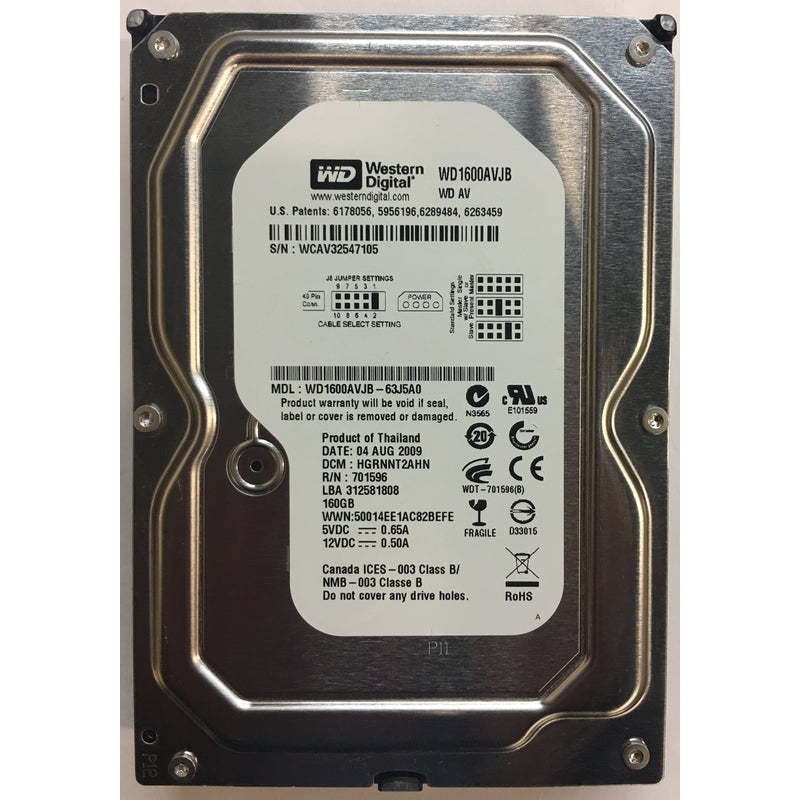 Western Digital 160Gb IDE 7200rpm 3.5" HDD ( WD1600AVJB-63J5A0 ) REF