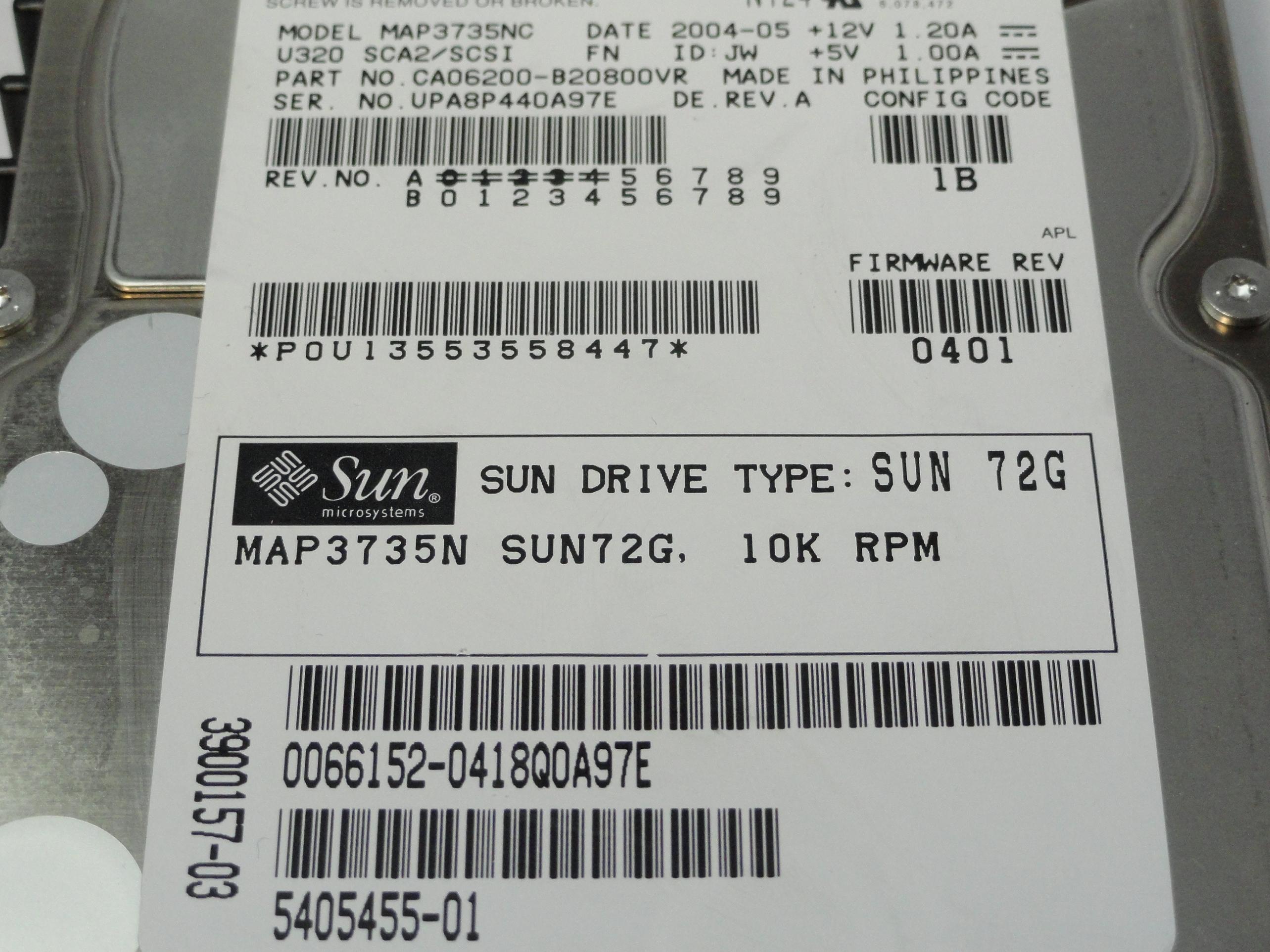 CA06200-B20800VR - Fujitsu Sun 73GB SCSI 80 Pin 10Krpm 3.5in HDD - Refurbished
