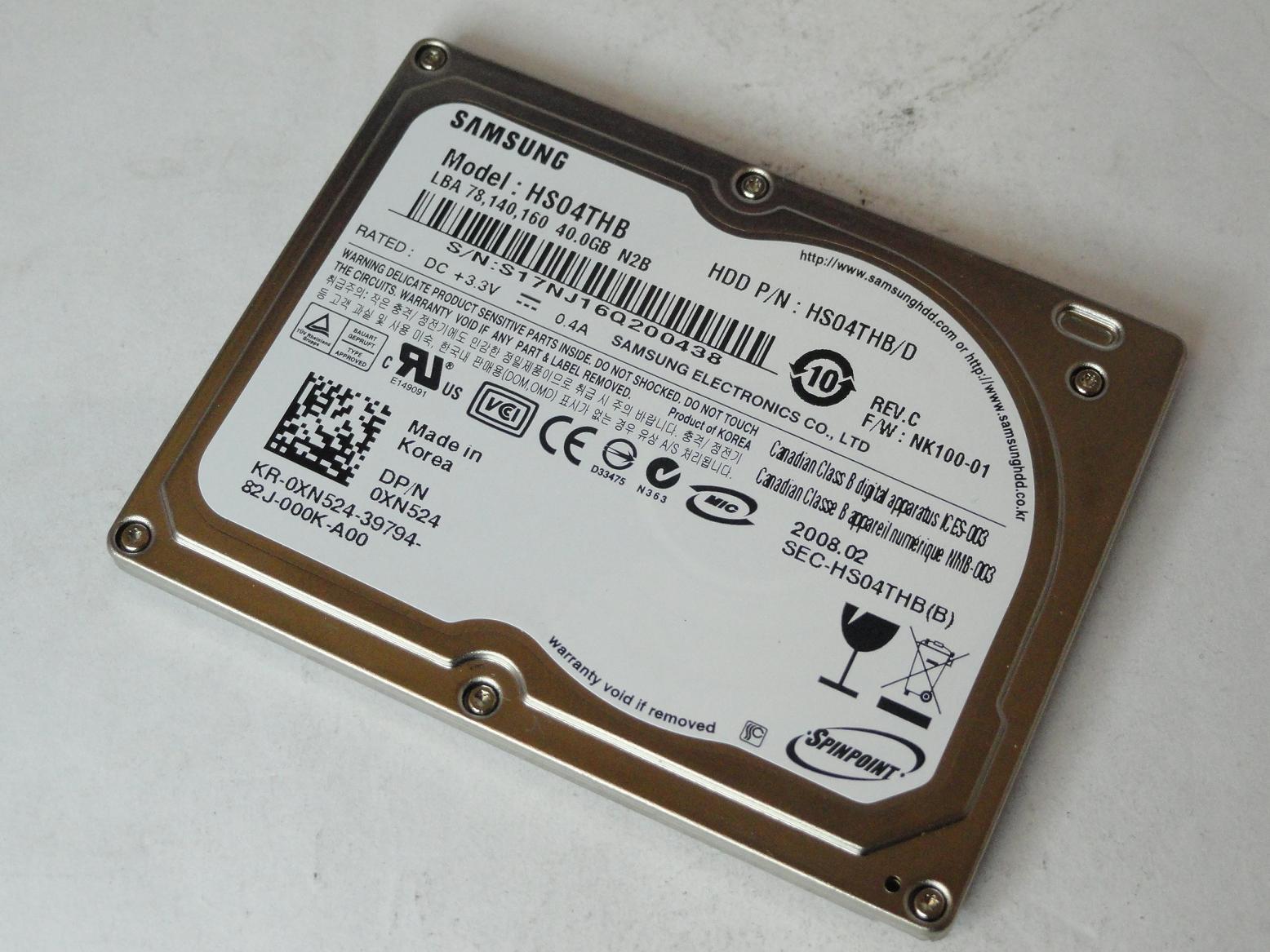 HS04THBD - Samsung Dell 40Gb ZIF 4200rpm 1.8in HDD - Refurbished