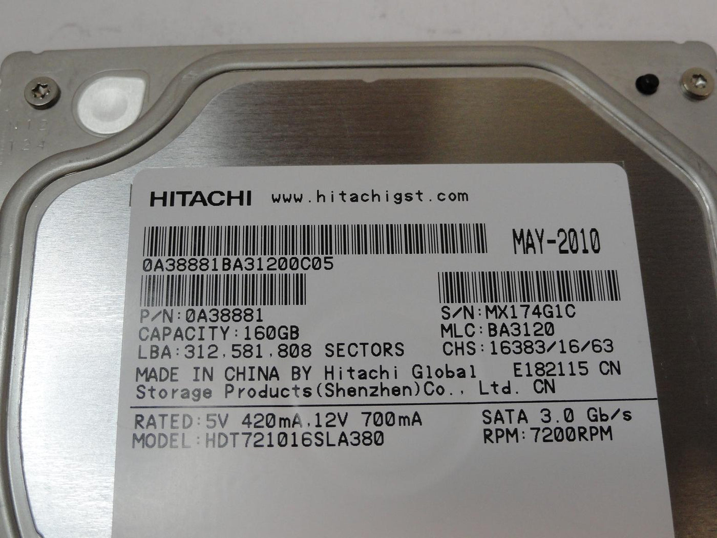 PR15525_0A38881_Hitachi 160GB SATA 7200rpm 3.5in HDD - Image3