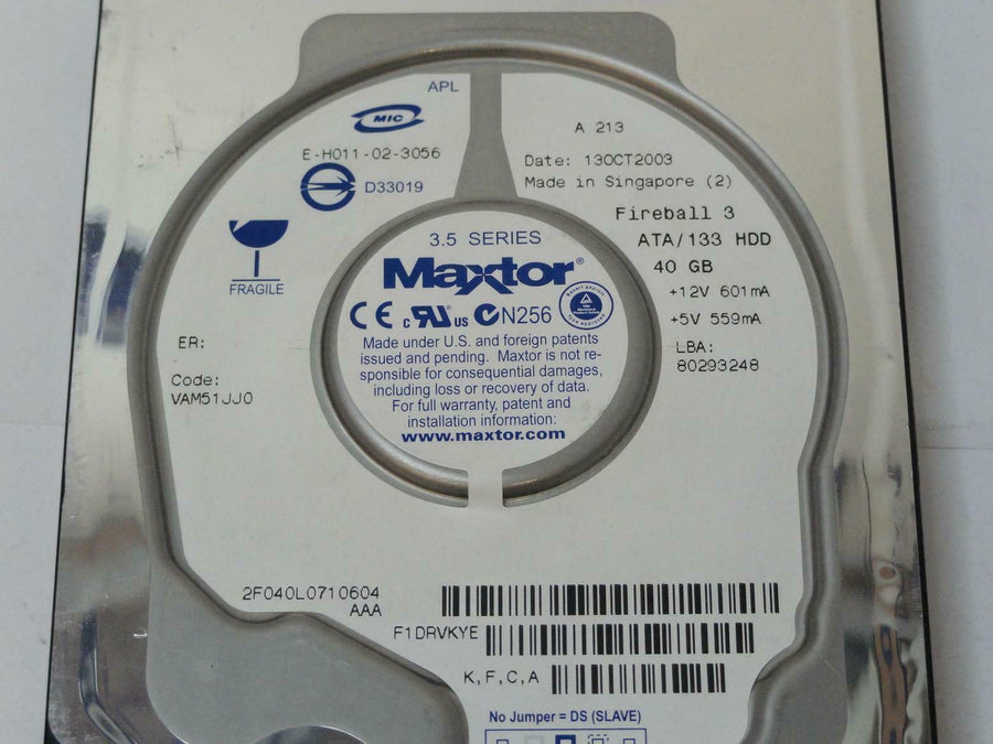 Maxtor Fireball 3 40GB IDE 7200rpm 3.5in HDD ( 2F040L0 ) REF