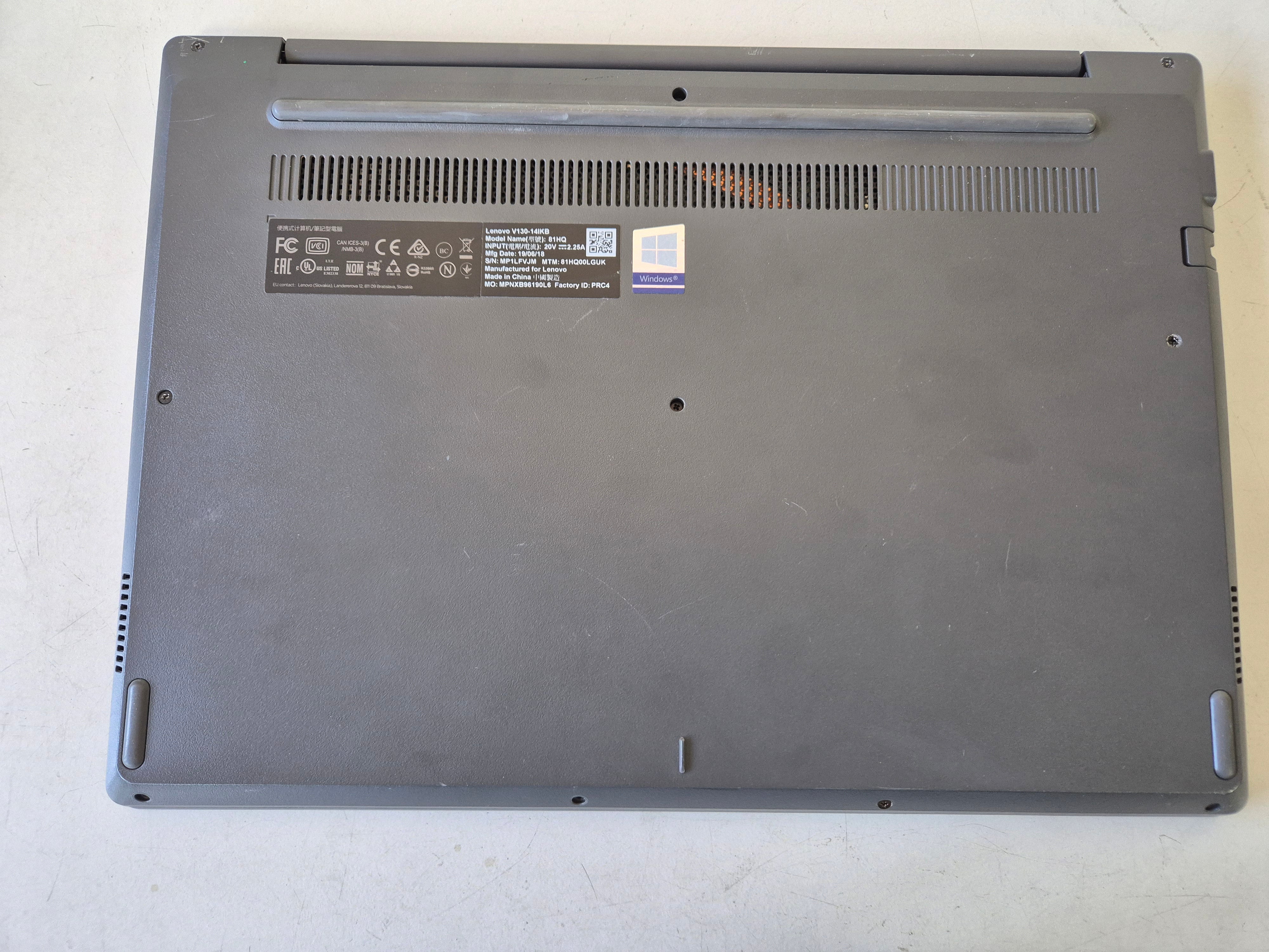 Lenovo V130-14IKB 250GB SSD 8GB RAM i5-8250U 1.8GHz Win10 14" NO BATTERY USED