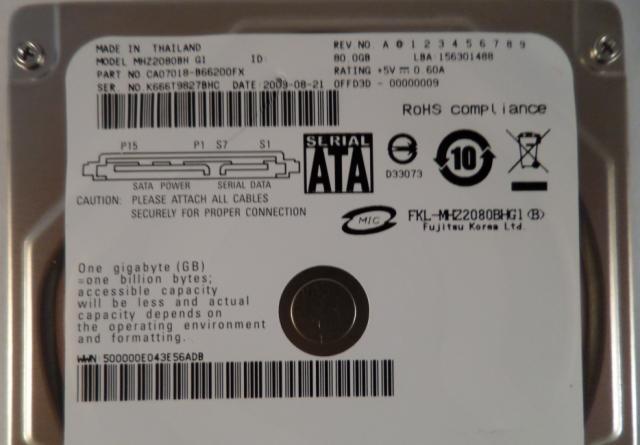 PR05036_CA07018-B66200FX_Fujitsu SATA 80GB 5400rpm 2.5in HDD - Image4