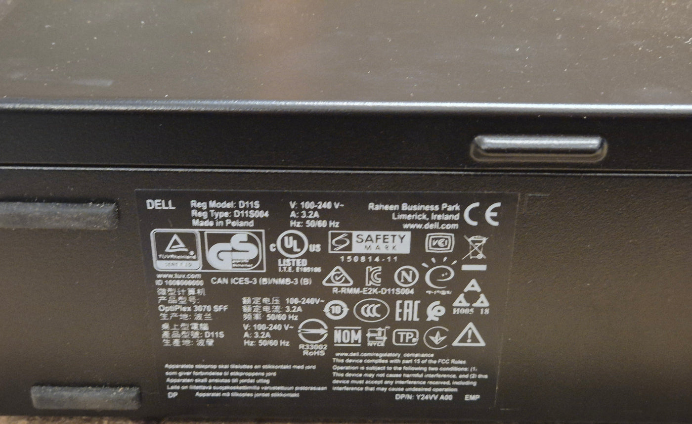 Dell Optiplex 3070 SFF 120GB SSD 8GB RAM DVD i5-9500 3GHz Win10 ( D11S004 ) USED