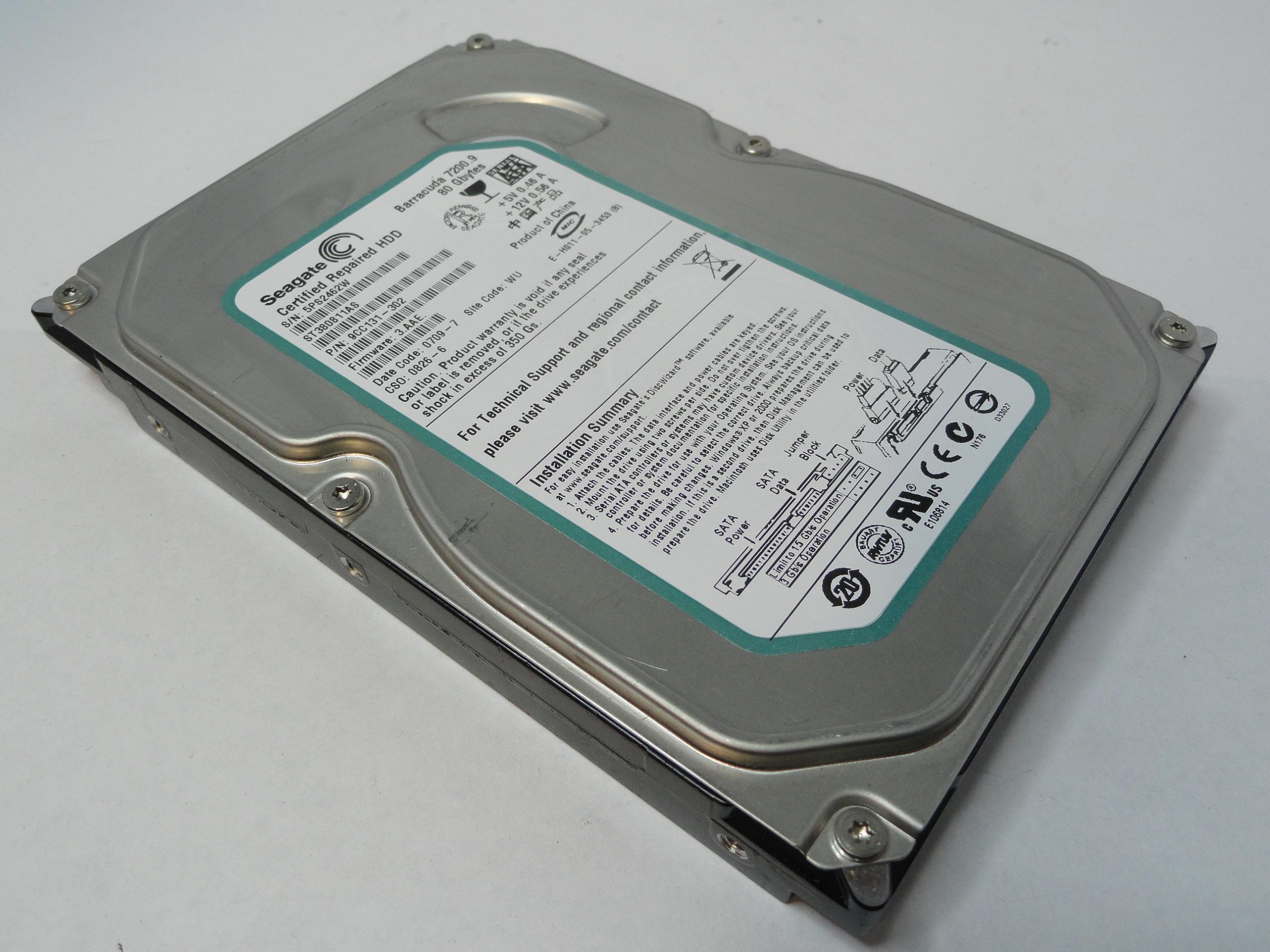 PR19326_9CC131-302_Seagate 80GB SATA 7200rpm 3.5in Certified Repair - Image3