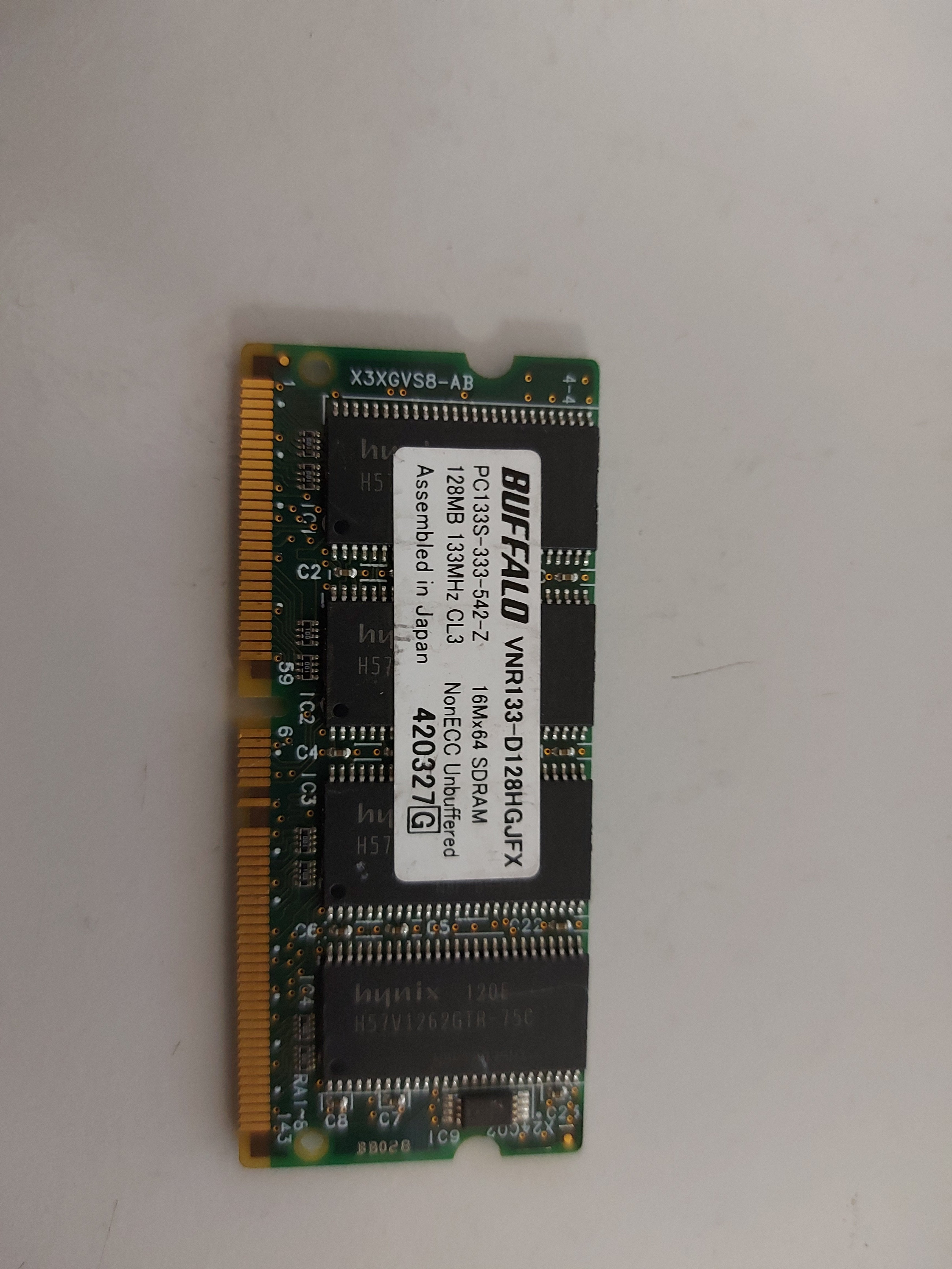 Buffalo 128MB 133MHz PC133S CL3 nonECC Unbuffered SDRAM SODIMM VNR133-D128HGJFX
