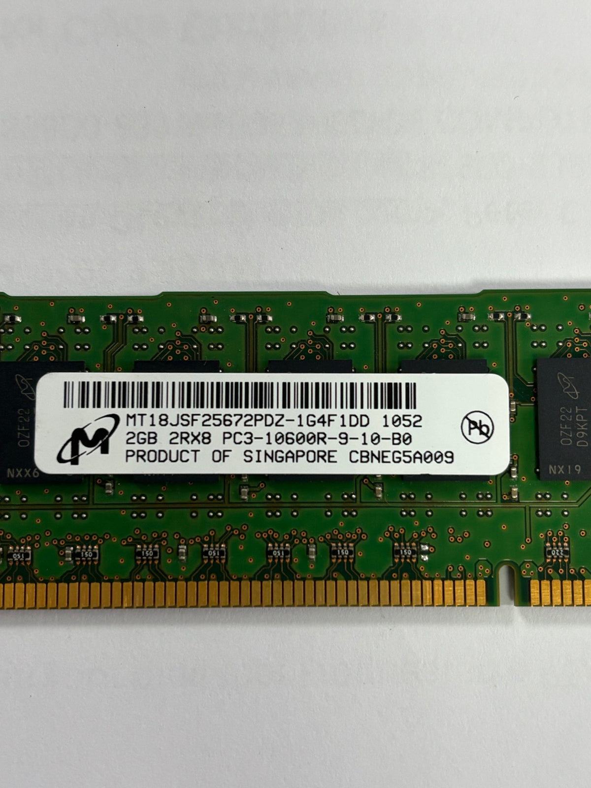 HP/Micron 2GB PC3-10600 DDR3-1333MHz 240-Pin DIMM ( MT18JSF25672PDZ-1G4F1DD  500202-061 501533-001 )