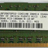 Micron HP 2GB PC3-10600 DDR3-1333MHz 240-Pin DIMM ( MT18JSF25672PDZ-1G4D1AB 500202-061 ) REF