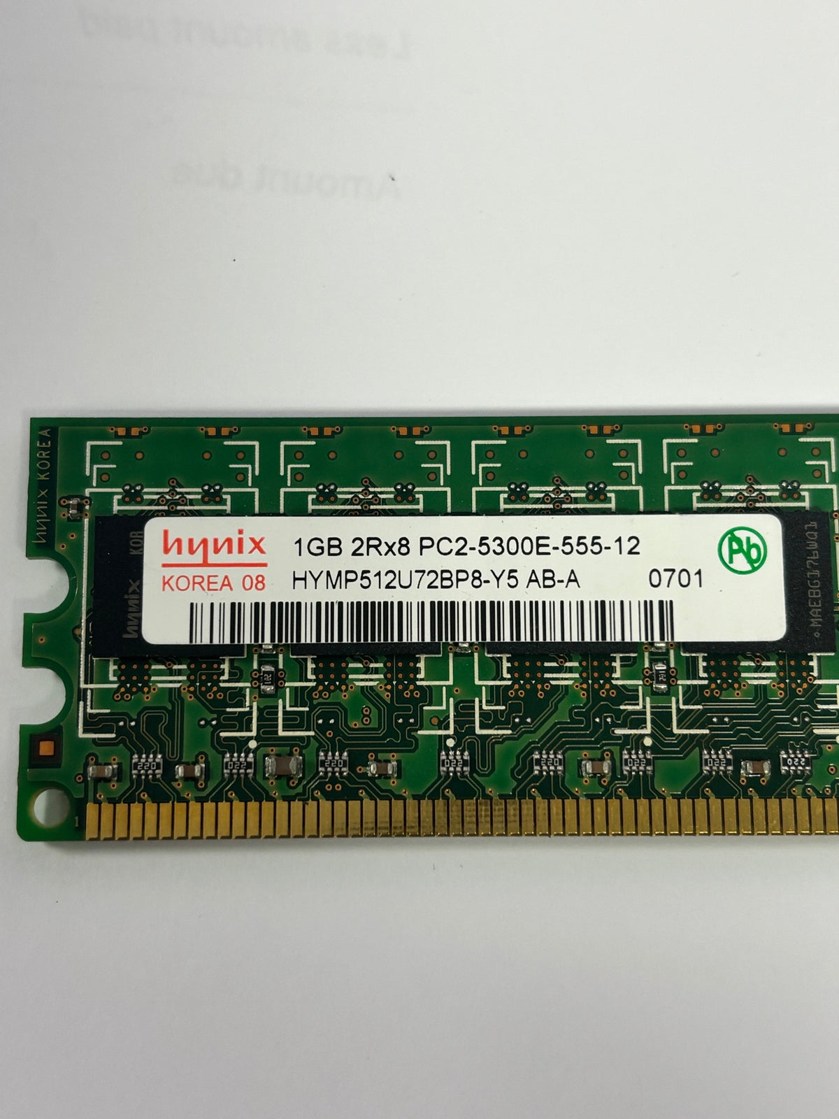 HP Hynix 1GB PC2-5300 DDR2-667MHz ( HYMP512U72BP8-Y5 AB-A 417439) REF