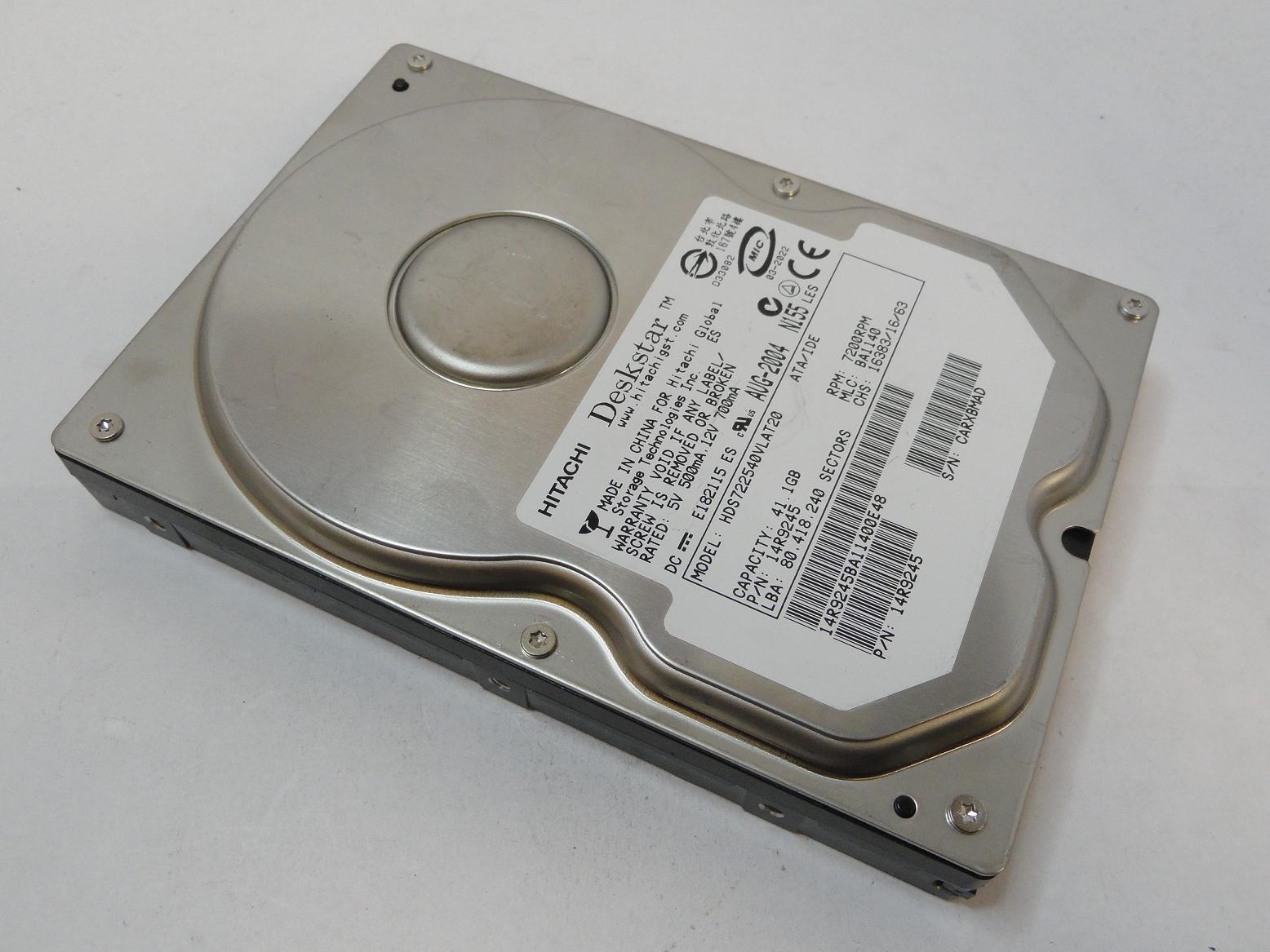 14R9245 - Hitachi 41.1GB IDE 7200rpm 3.5in Deskstar HDD - Refurbished