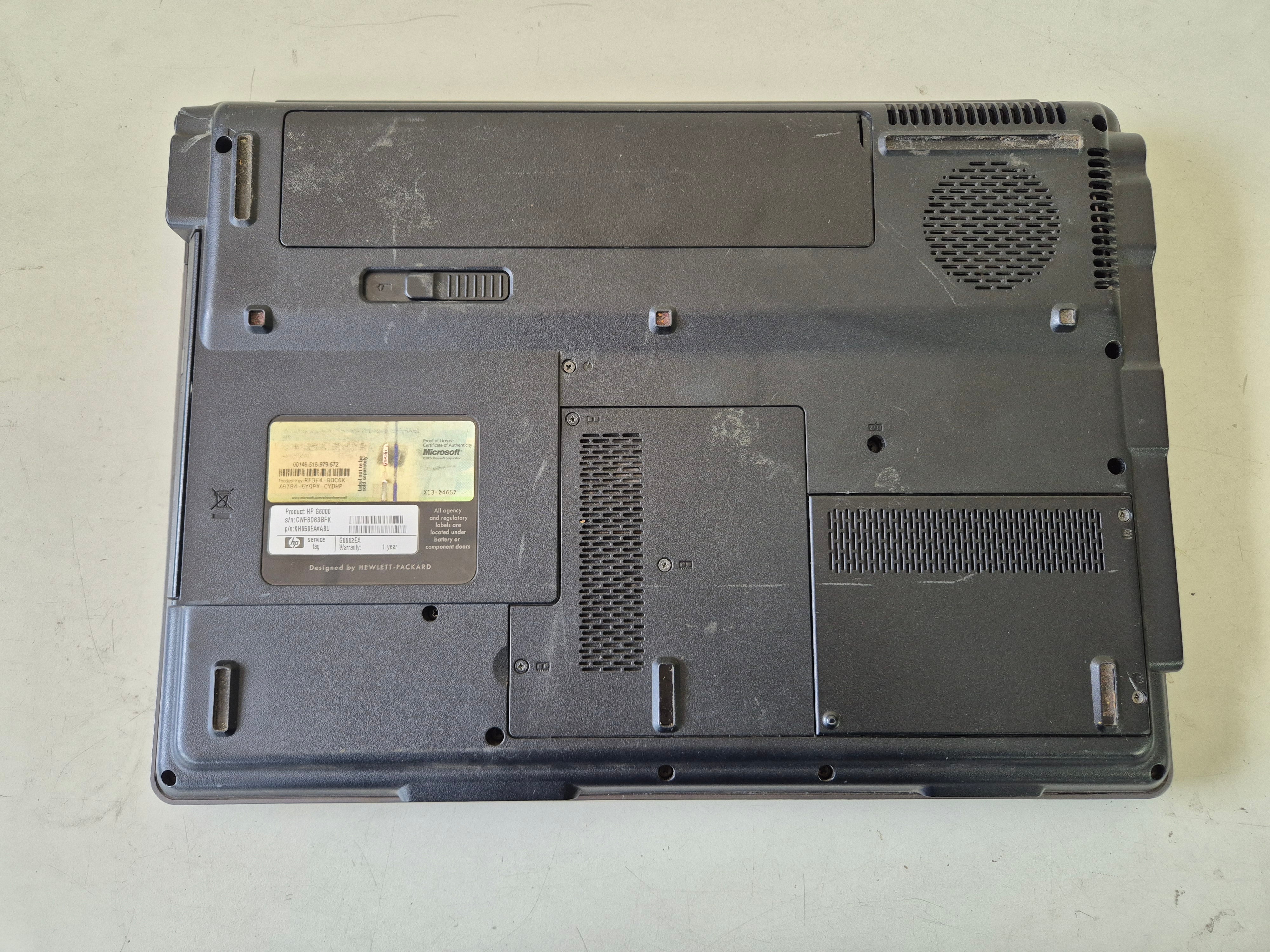 HP G6000 AMD 64 Athlon x2 2GB RAM NO HDD NO OS Battery Unknown 15.6" SPR DOES NOT POWER ON