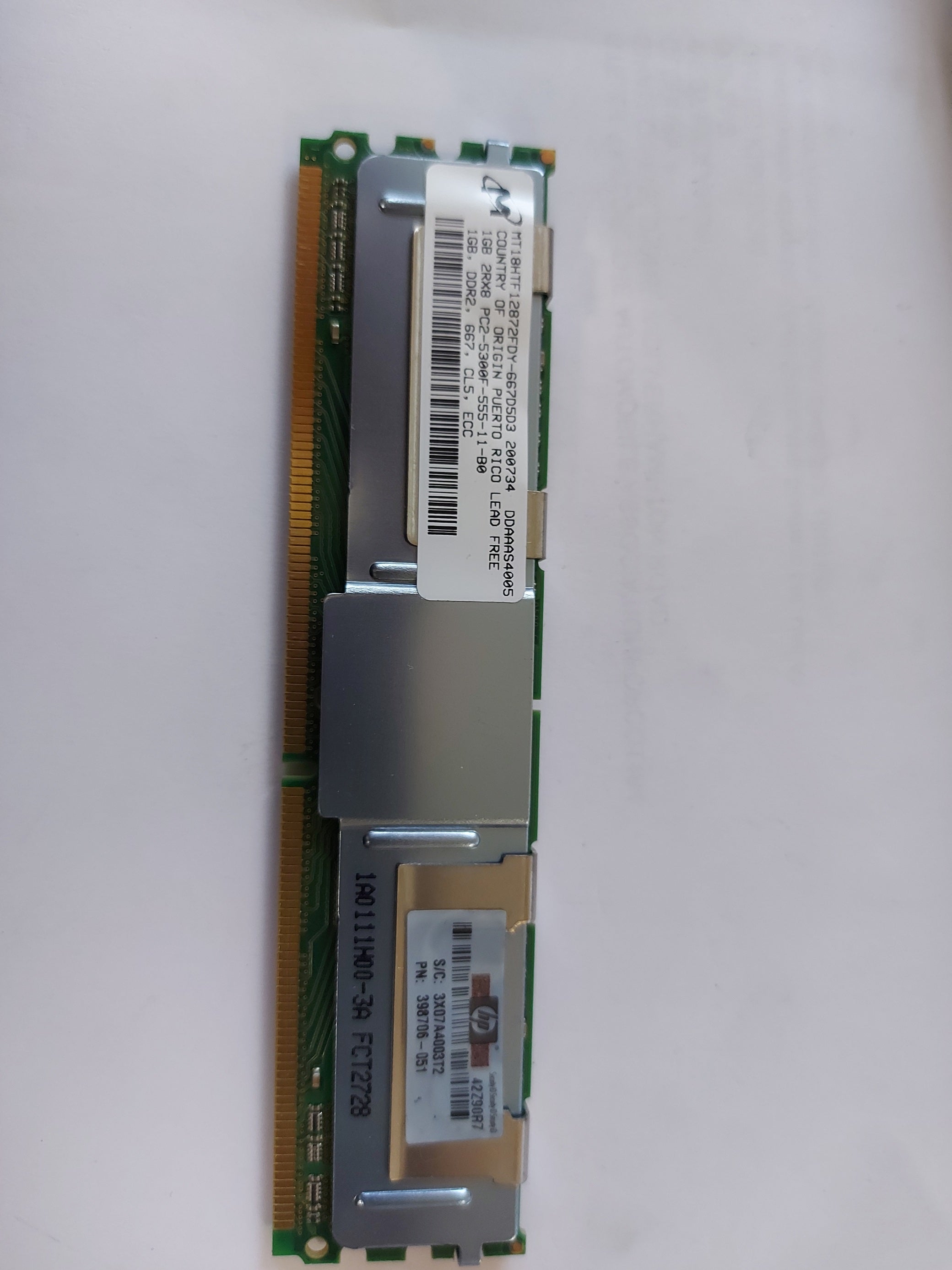 Micron HP 1Gb 2rx8 PC2-5300 DIMM ( MT18HTF12872FDY-667D5D3 398706-051 416471-001 ) REF