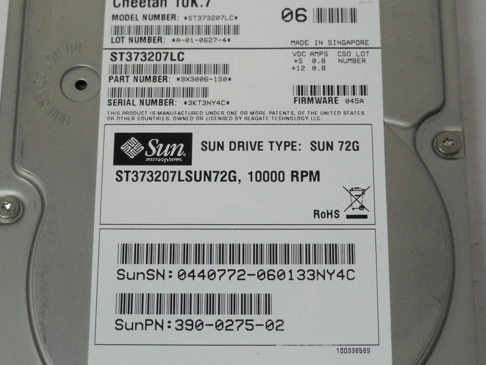 PR19002_9X3006-150_Seagate SUN 73GB SCSI 80 Pin 10Krpm 3.5in HDD - Image3