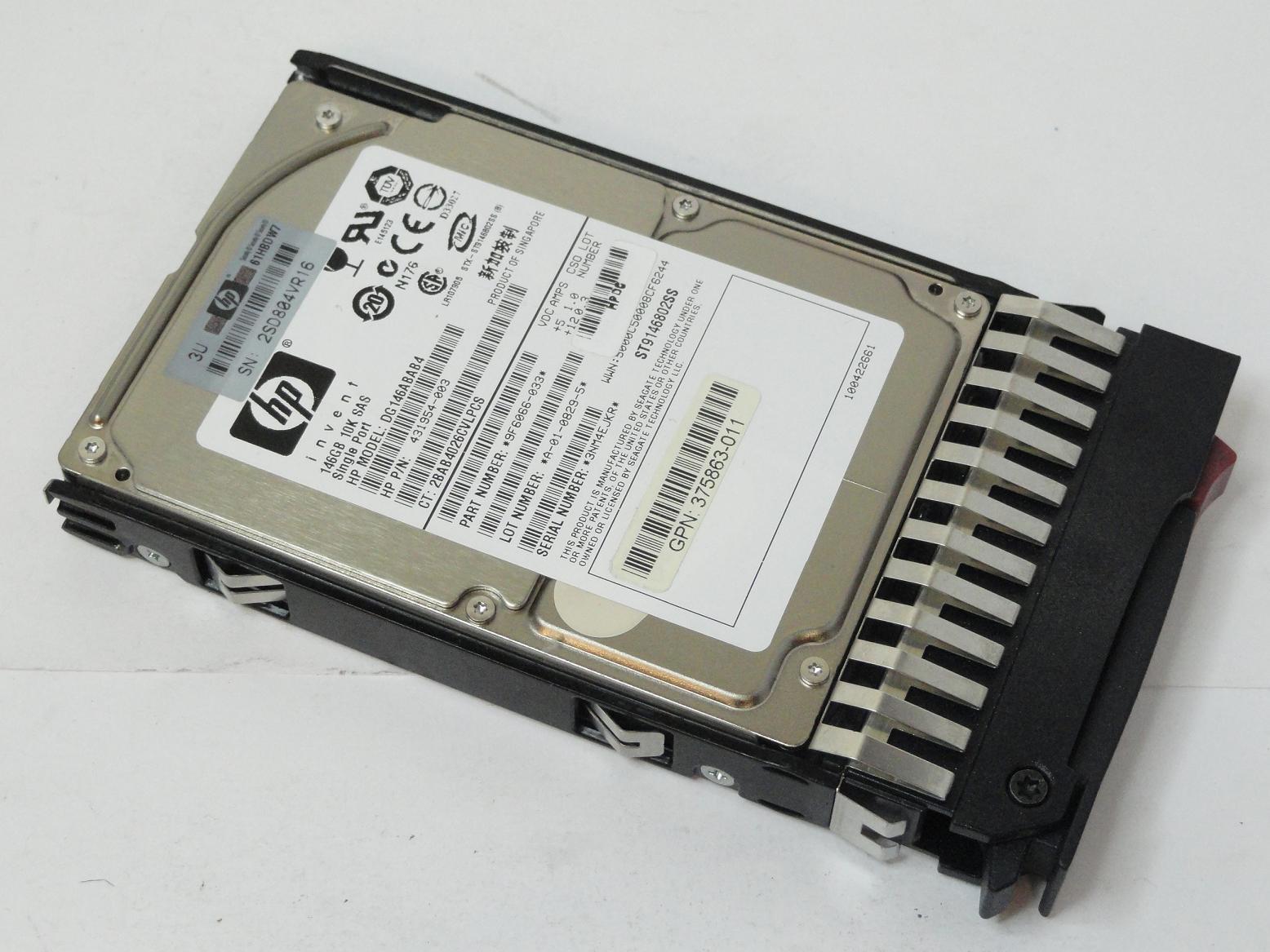 Seagate HP 146GB SAS 10Krpm 2.5in HDD in Caddy ( 9F6066-033 ST9146802SS 431954-003 DG146ABAB4 375863-011 432320-001 ) REF