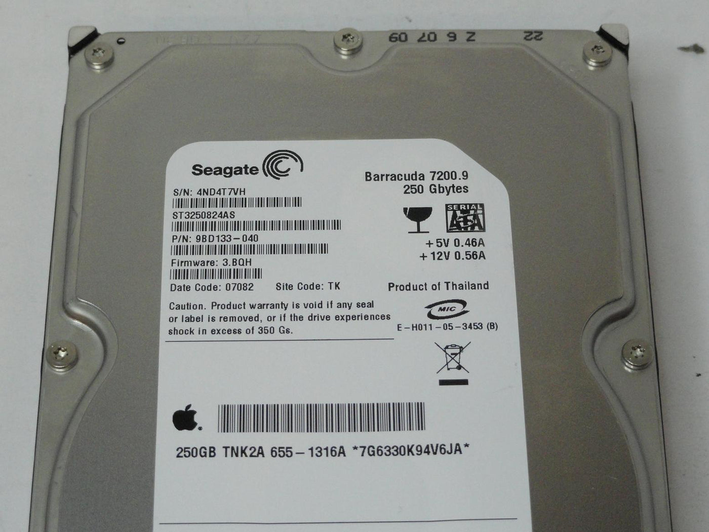 PR25112_9BD133-040_Seagate Apple 250GB SATA 7200rpm 3.5in HDD - Image3