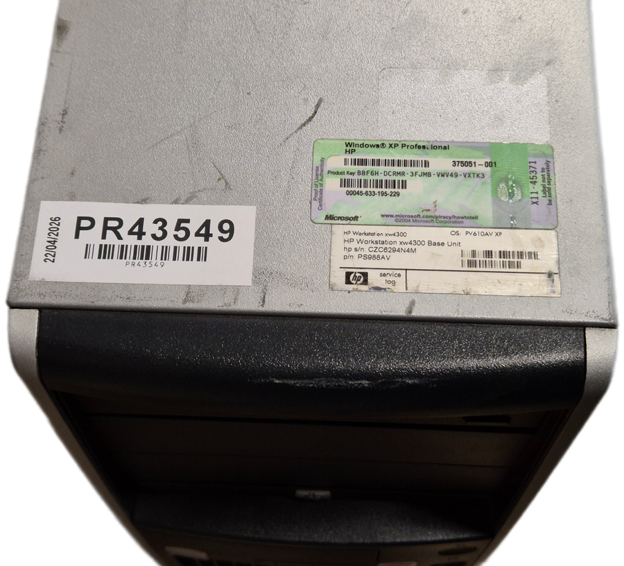 HP XW4300 Workstation Intel Pentium D 3.4GHz 6GB RAM NO HDD NO OS WinXPPro COA present ( PS988AV ) USED