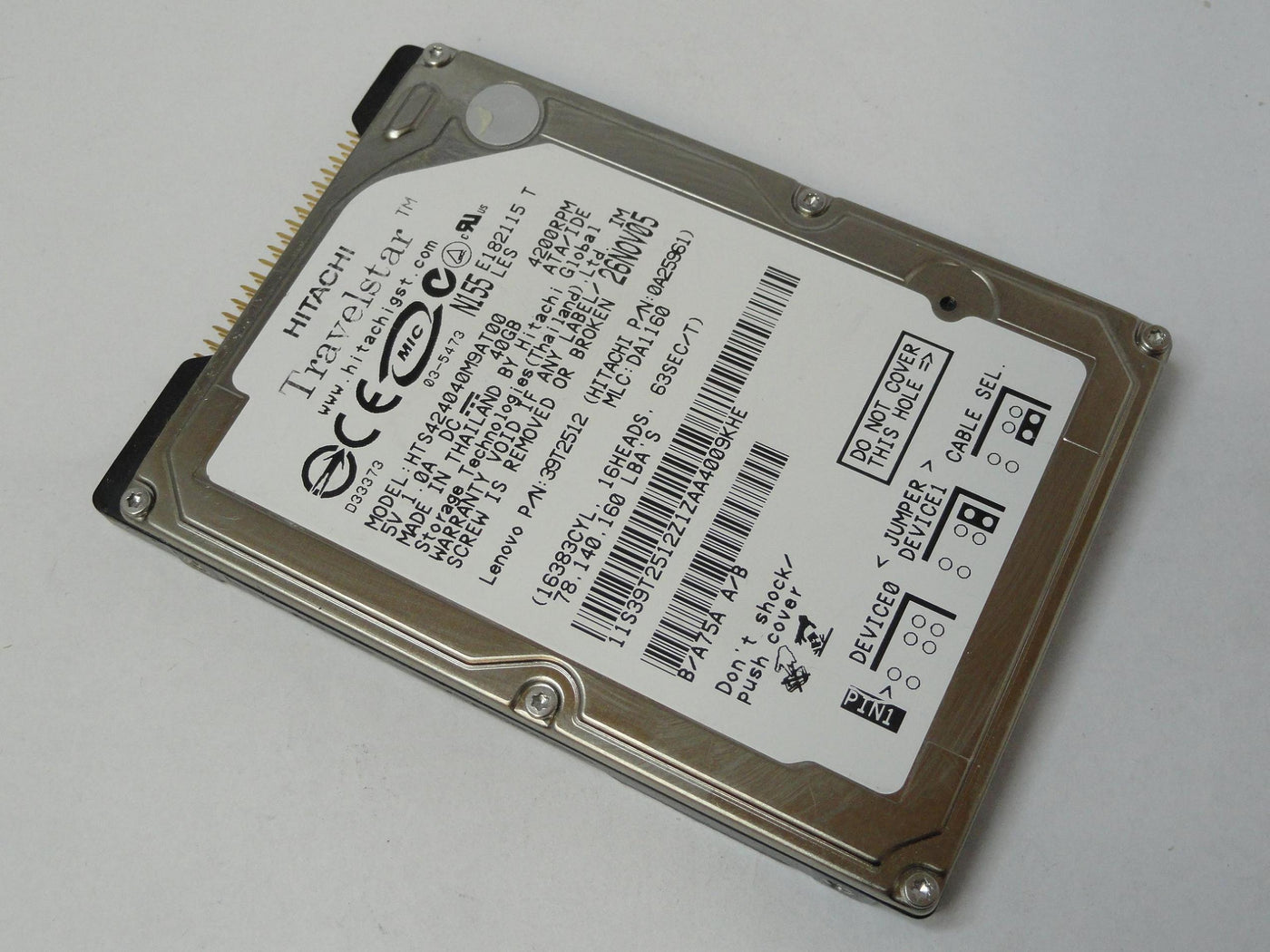 0A25961 - Hitachi Lenovo 40Gb IDE 4200rpm 2.5in HDD - Refurbished