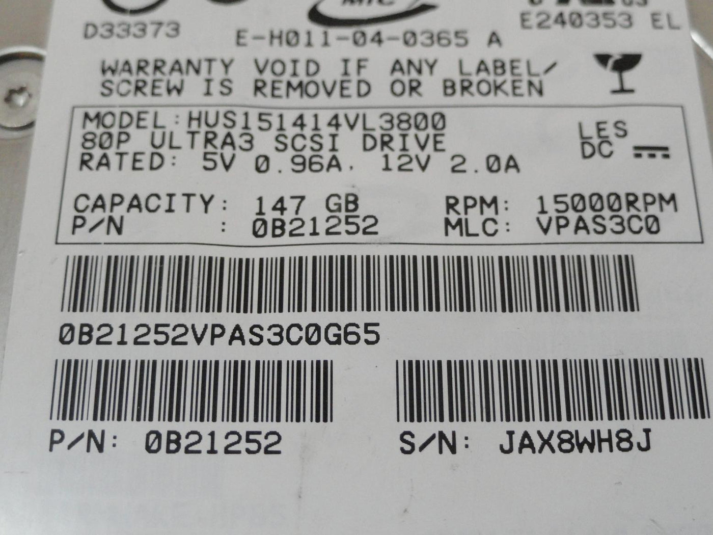 PR24365_0B21252_Hitachi 147GB SCSI 80 Pin 15Krpm 3.5in HDD - Image3