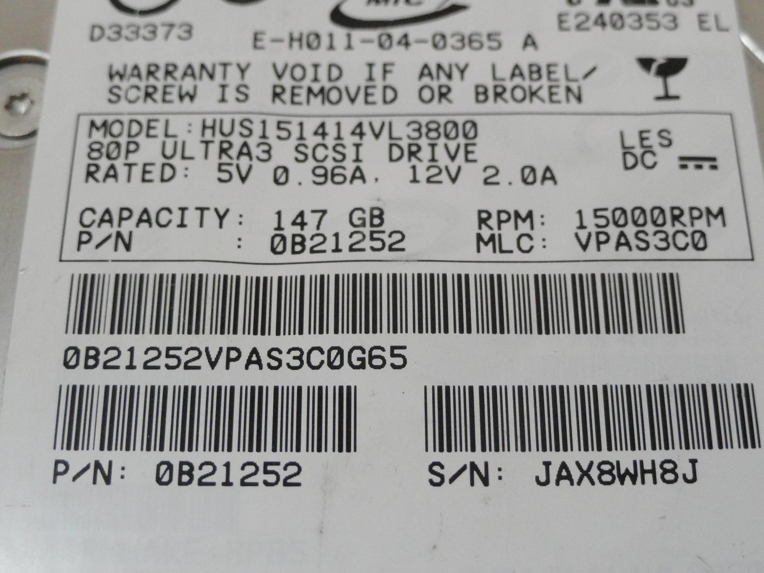 PR24365_0B21252_Hitachi 147GB SCSI 80 Pin 15Krpm 3.5in HDD - Image3