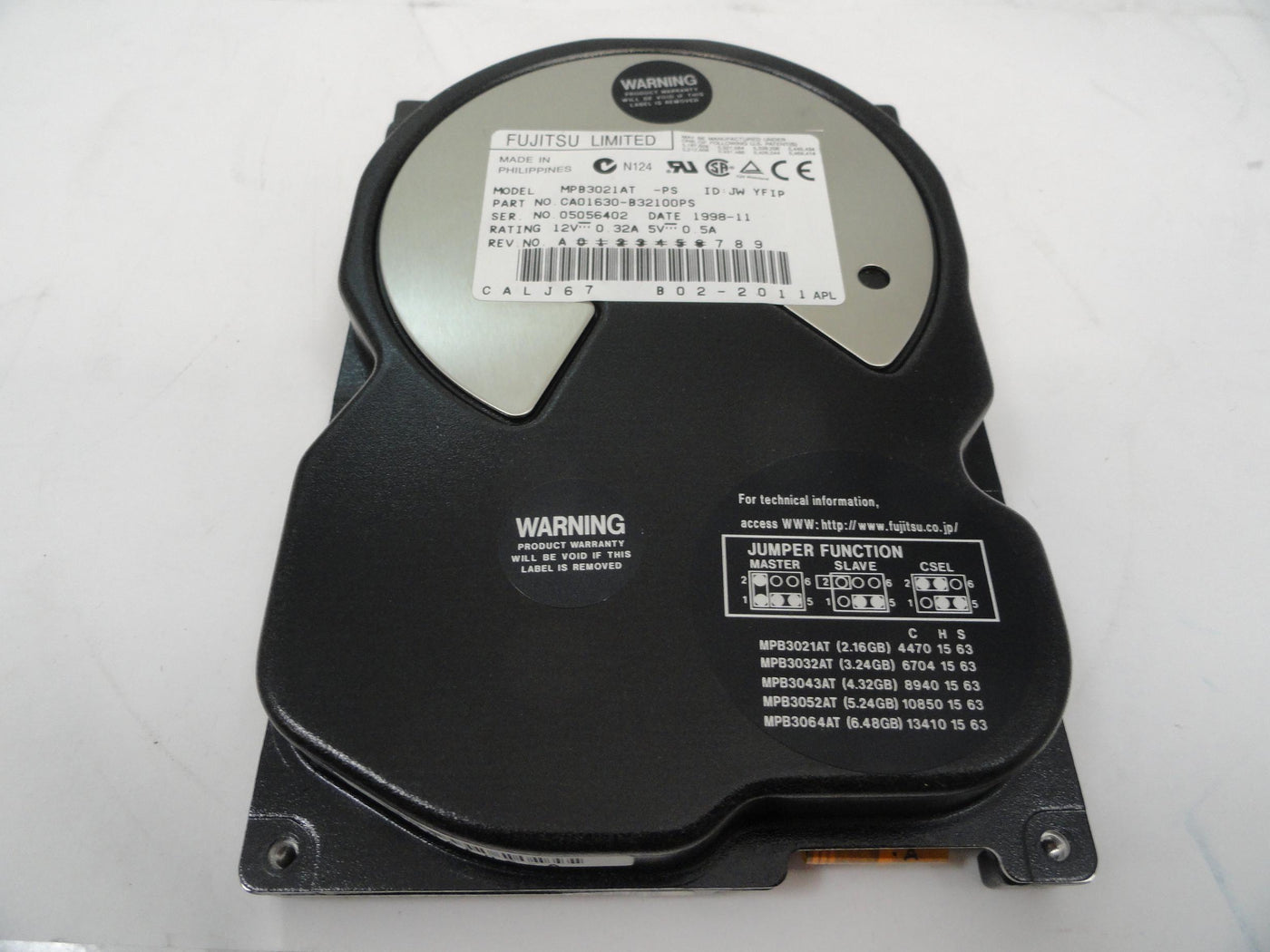 PR19586_CA01630-B32100PS_Fujitsu 2.1Gb IDE 5400rpm 3.5in HDD - Image3