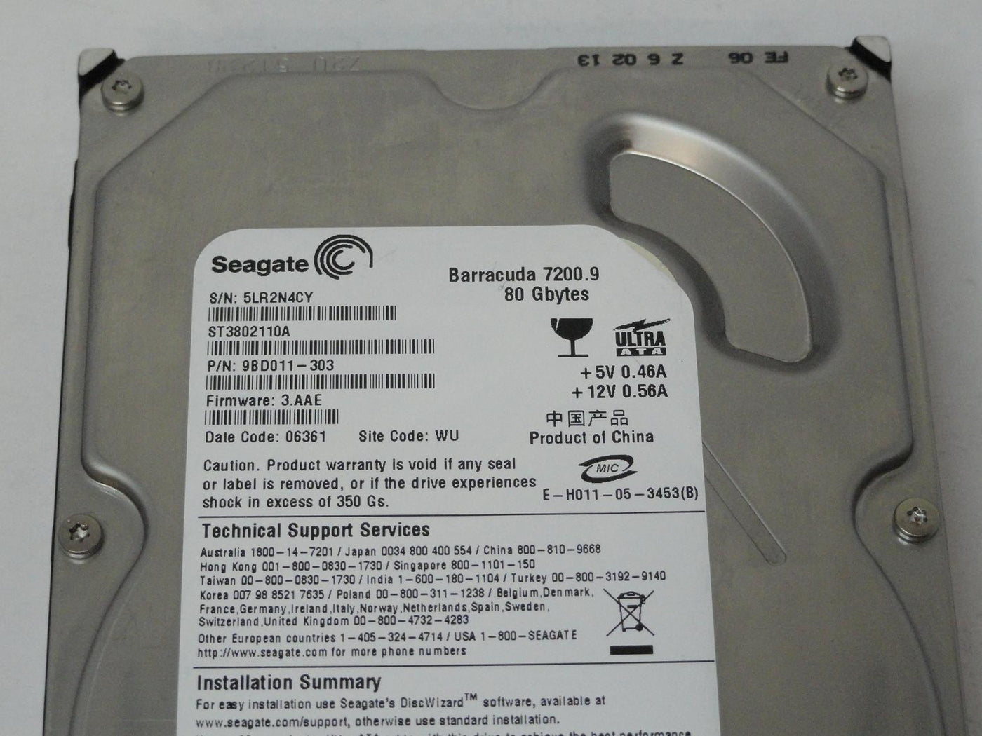 Seagate 80GB IDE 7200rpm 3.5'' HDD ( 9BD011-304 ST3802110A ) USED