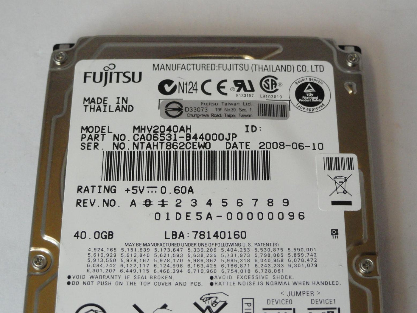 PR00168_CA06821-B31100JP_Fujitsu 40GB IDE 5400rpm 2.5in HDD - Image2