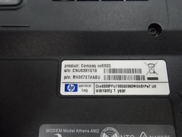nc6320 - HP nc6320 512Mb 1.6Ghz 60Gb HDD Laptop - Dark Gray - 60Gb HDD Recovery Partition - With PSU - Name Stamped Lid - USED