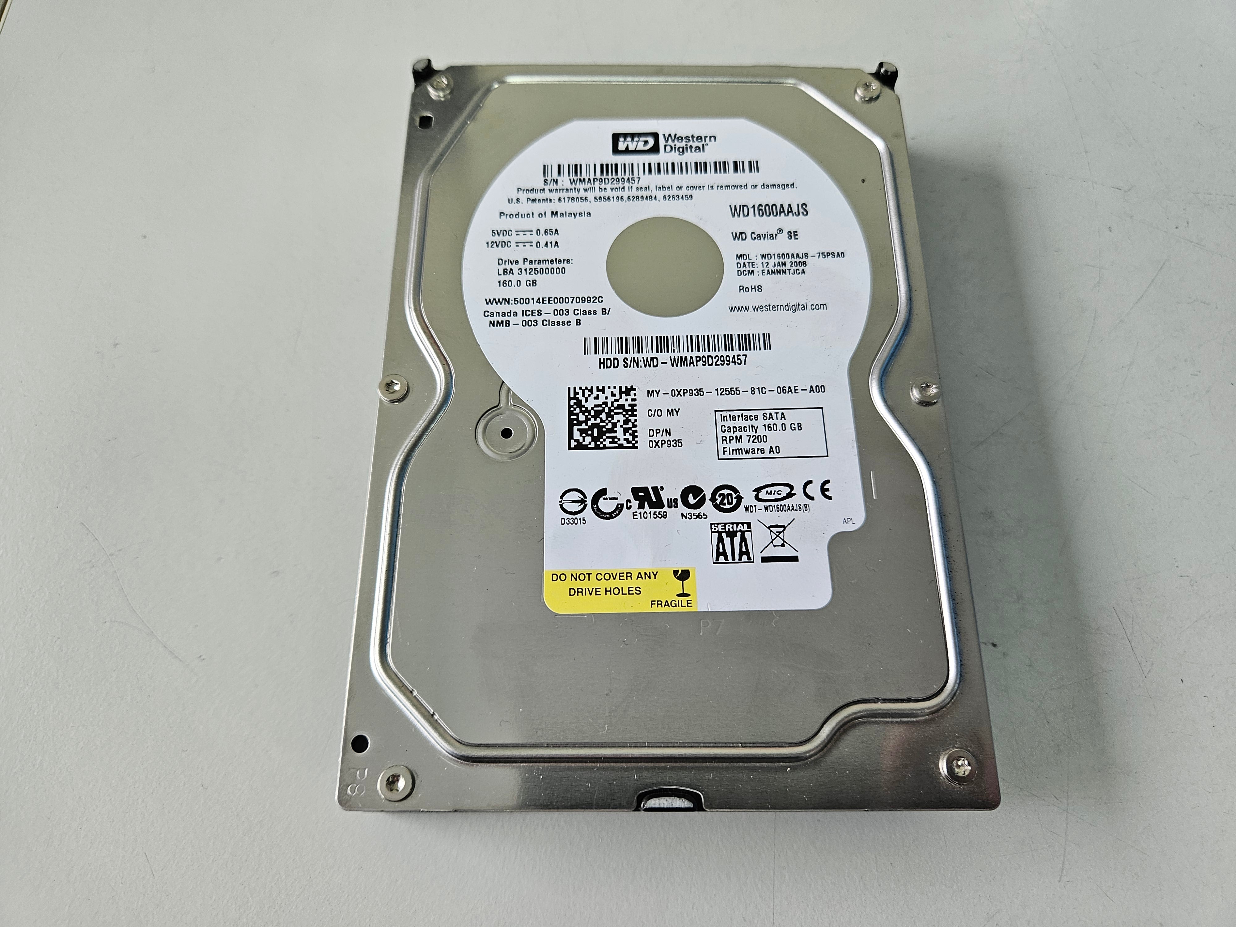 Western Digital Dell 160GB SATA 7200rpm 3.5in HDD ( WD1600AAJS-75PSA0 0XP935 ) REF