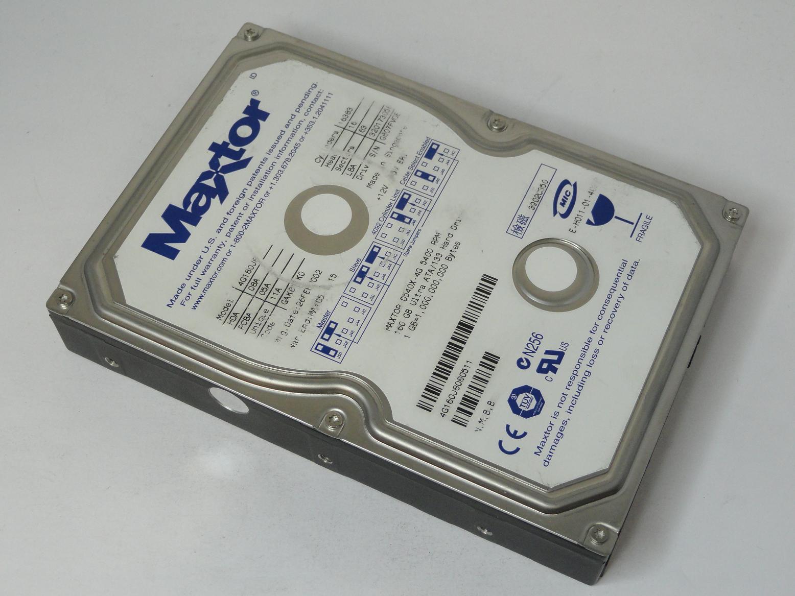 D540X-4G - Maxtor 160GB IDE 5400rpm 3.5in HDD - USED