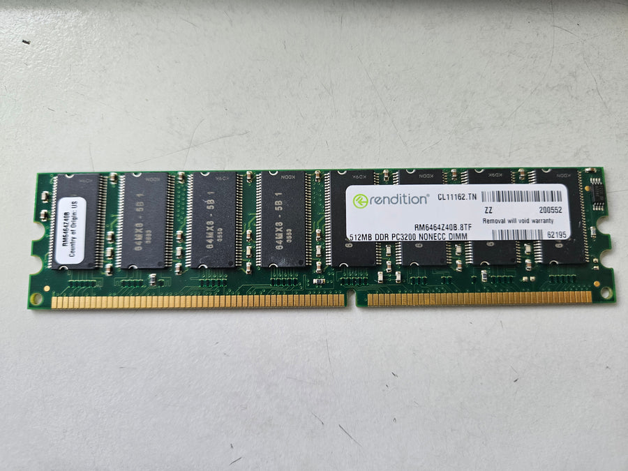 Rendition 512MB PC3200 DDR-400MHz 184-Pin DIMM ( RM6464Z40B.8TF ) REF