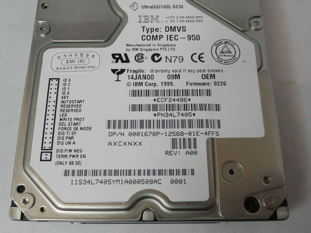 PR22784_34L7405_IBM Dell 9.1 Gb SCSI 80 Pin 10Krpm 3.5in HDD - Image2