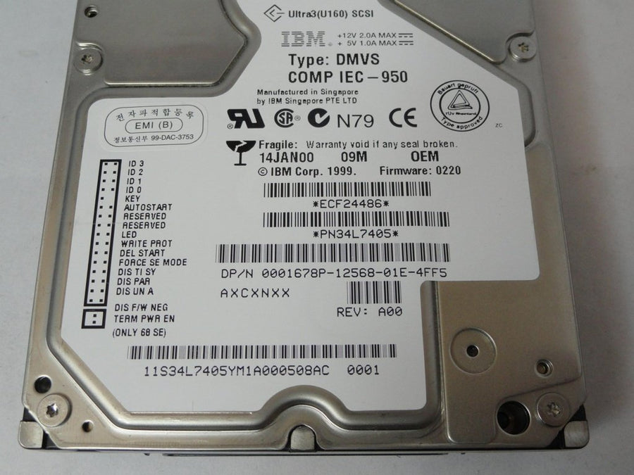PR22784_34L7405_IBM Dell 9.1 Gb SCSI 80 Pin 10Krpm 3.5in HDD - Image2