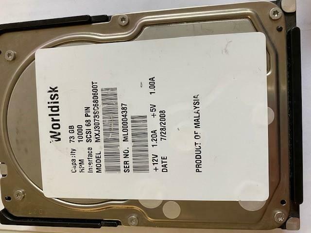 WorldDisk 73GB SCSI 68PIN 10k RPM 3.5" Hard Drive ( MXJ3073SC680600T ) REF