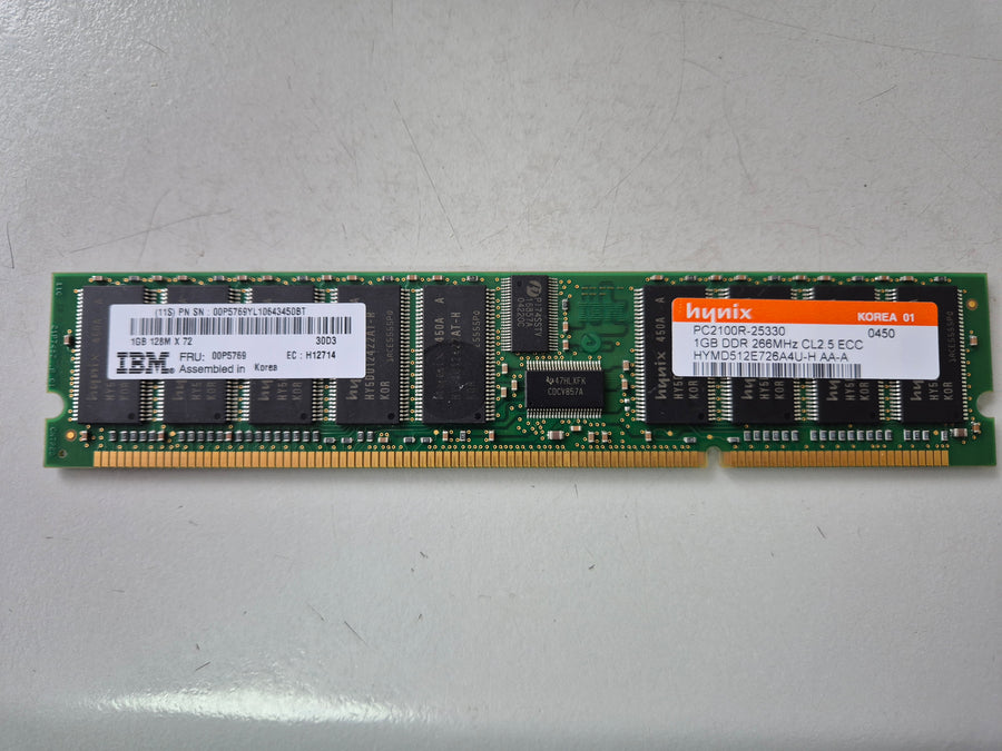 IBM Hynix 1GB DDR PC2100 266MHz CL2.5 ECC 208-Pin DIMM ( 00P5769 HYMD512E726A4U-H AA-A  ) REF