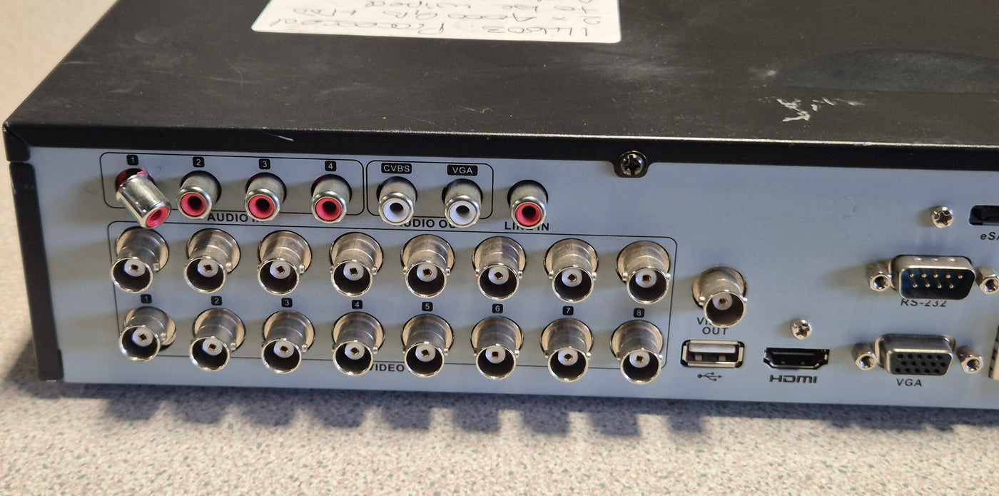 HIKVision 16 Channel Turbo HD DVR - 2x4TB HD - password reset - damaged connector - DVD requires new band ( DS-7316HQHI-SH ) USED